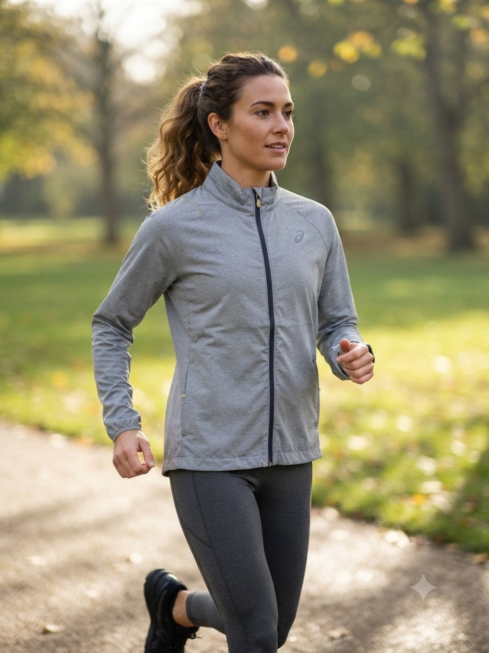 Asics Women's Light Gray Full-Zip Utility Running Jacket
